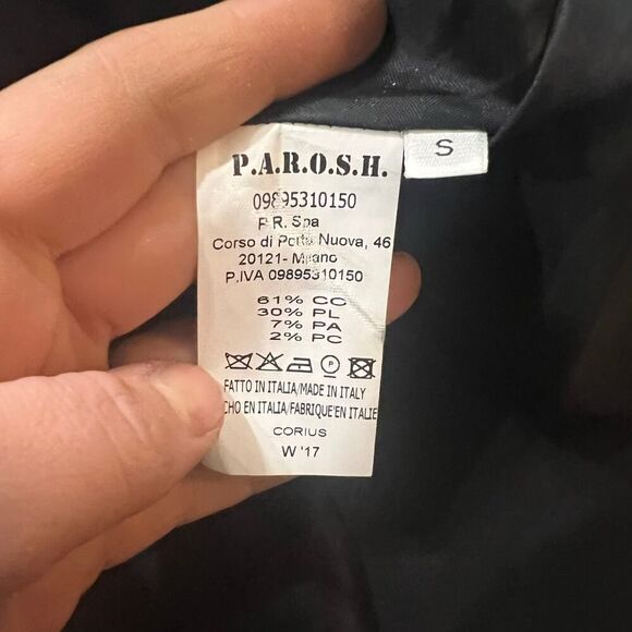 P.A.R.O.S.H. Black Gold Metallic Jacquard Pleated Mini Skirt Size Small - Picture 6 of 7